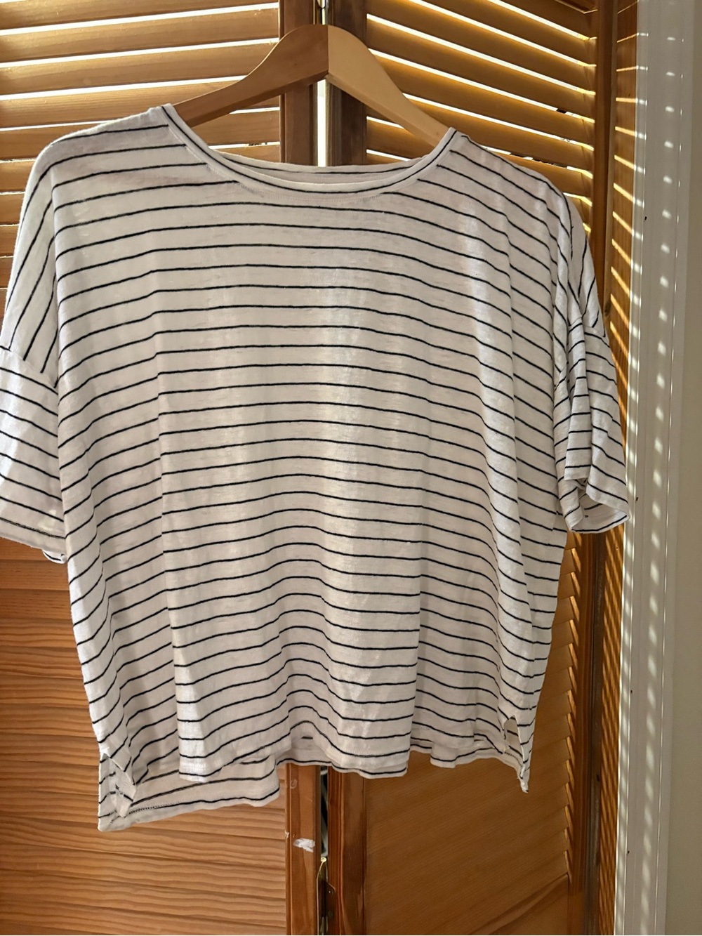 Eileen Fisher White Tee with Black Stripes
